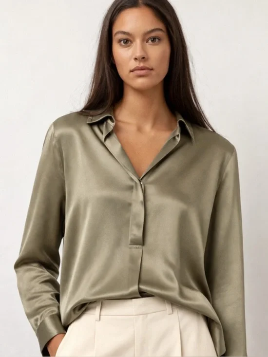 NEW RAILS Nissa Collared Pullover Top In Olive Green - Picture 1 of 7
